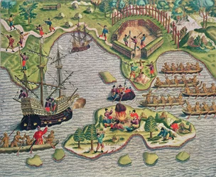 Entdeckung eines Kreuzes zwischen den Felsen, aus 